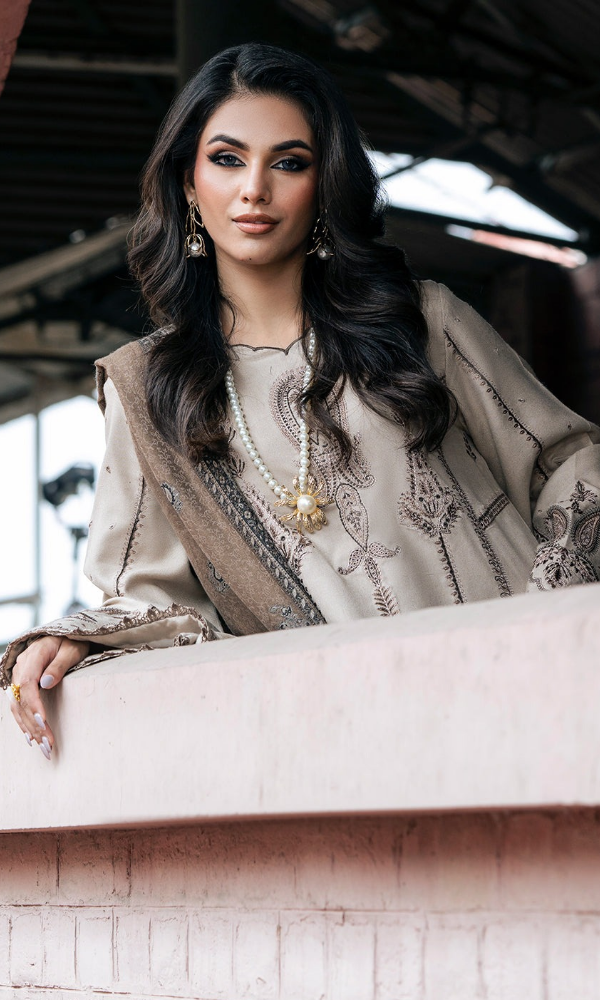 Izel - 3PC (Unstitched) Embroidered Dhanak Suit - ZL071