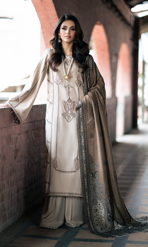 Izel - 3PC (Unstitched) Embroidered Dhanak Suit - ZL071