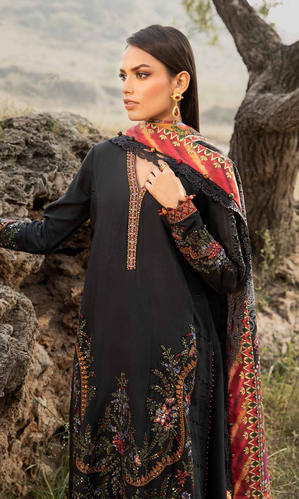 Maria.B - 3PC (Unstitched) Heavy Embroidered Dhanak Suit - MB042