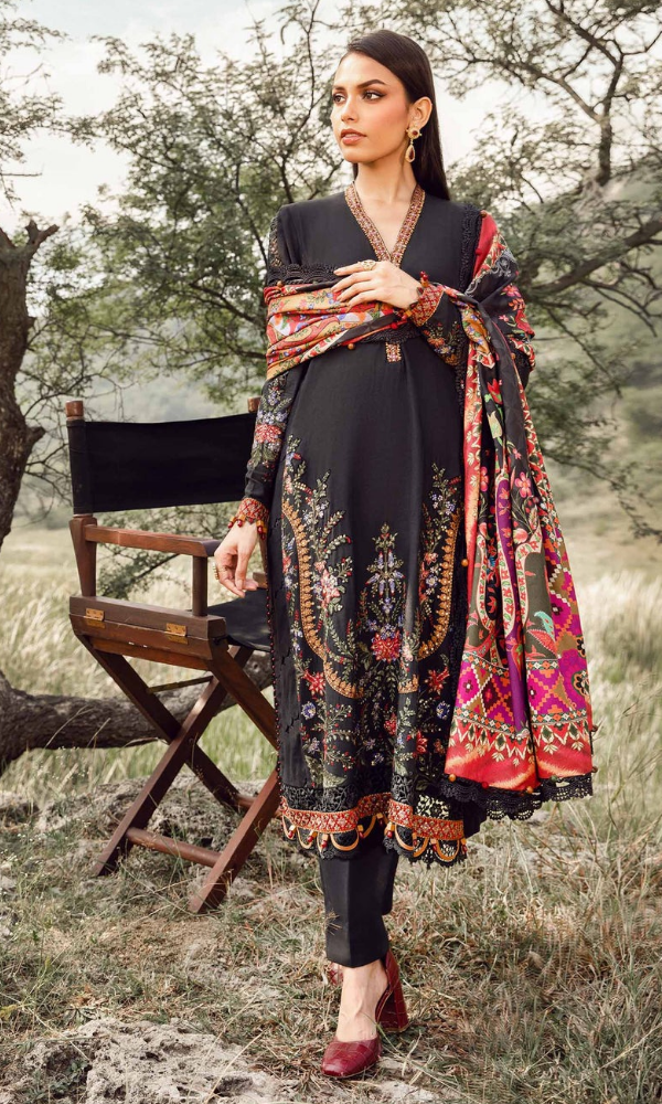 Maria.B - 3PC (Unstitched) Heavy Embroidered Dhanak Suit - MB042