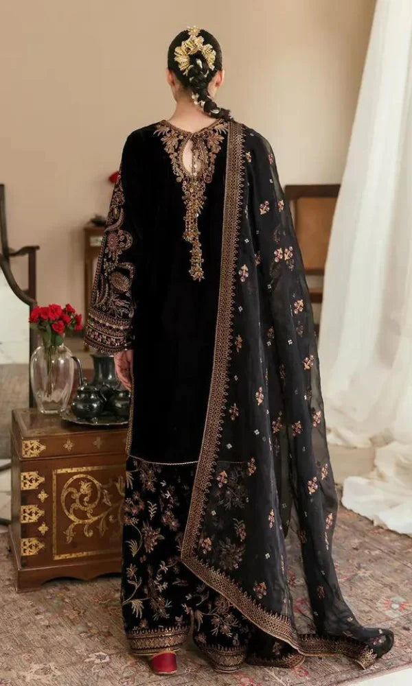 Baroque - 3PC (Unstitched) 9000 Micro Velvet Embroidered Suit - GMB 213