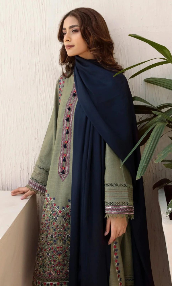 Jazmin -3PC (Unstitched) Dhanak Embroidered Suit - CG204