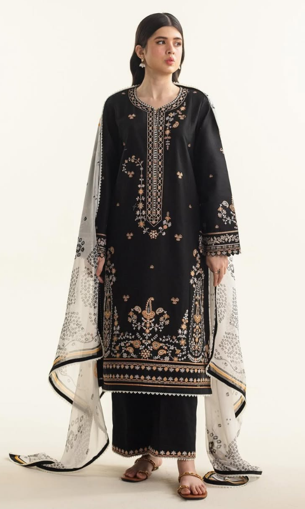ZARA SHAH JAHAN - 3PC Embroidered Lawn Suit - GKA1099