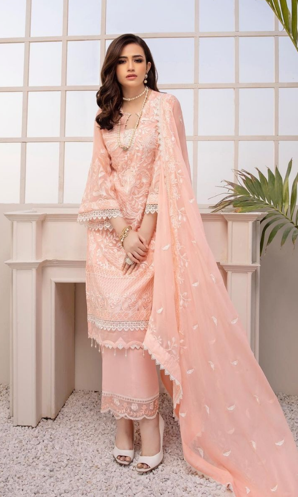 Azure -3PC (Unstitched) Embroidered Lawn Suit - AZ7172