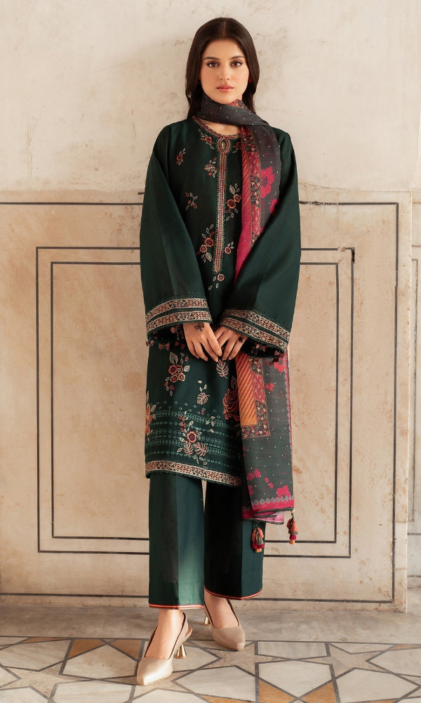 Jazmin - 3PC (Unstitched) Embroidered Lawn Suit - JZ5656