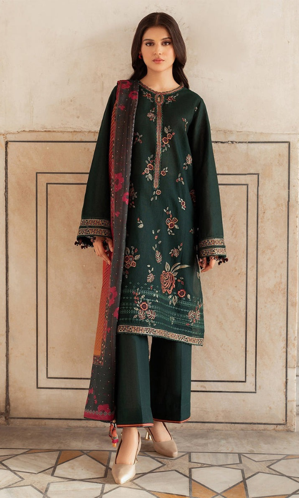 Jazmin - 3PC (Unstitched) Embroidered Lawn Suit - JZ5656