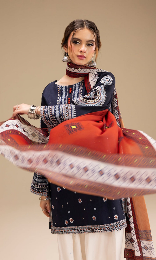 Saffora - 3PC (Unstitched) Heavy Embroidered Lawn Suit - SF7575