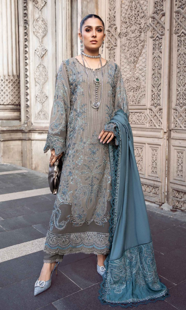 Maria.B - 3PC (Unstitched) Heavy Embroidered Dhanak Suit - GKA7506