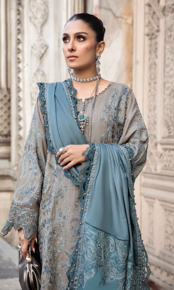 Maria.B - 3PC (Unstitched) Heavy Embroidered Dhanak Suit - GKA7506