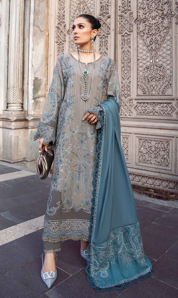 Maria.B - 3PC (Unstitched) Heavy Embroidered Dhanak Suit - GKA7506