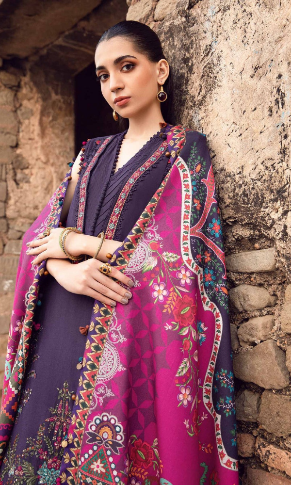 Maria.B - 3PC (Unstitched) Heavy Embroidered Dhanak Suit - MB041