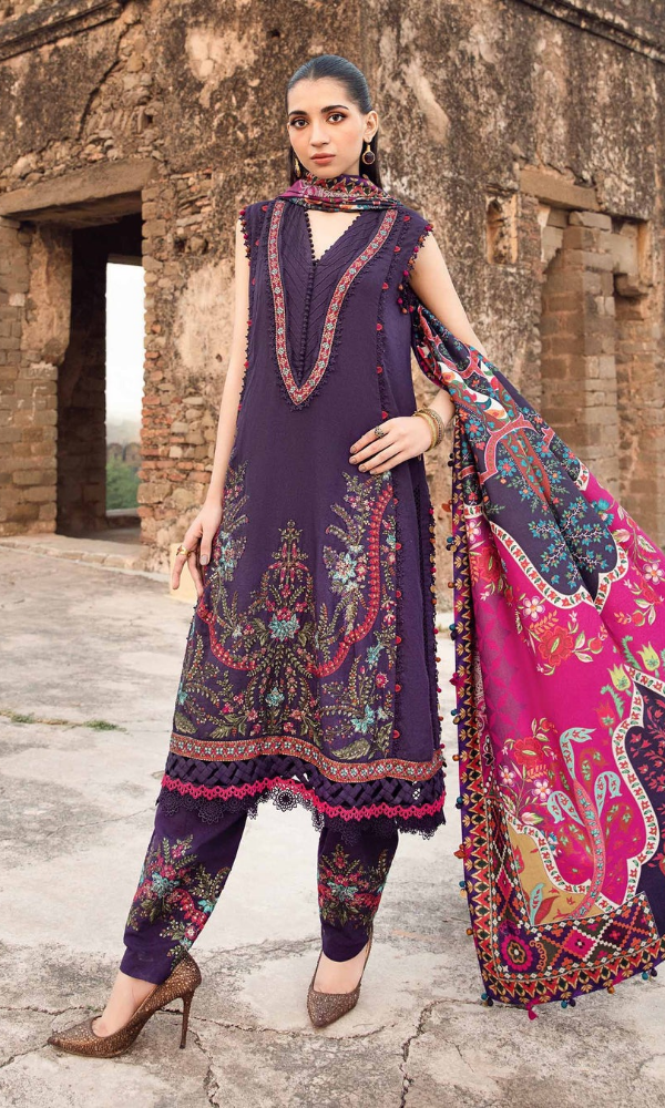 Maria.B - 3PC (Unstitched) Heavy Embroidered Dhanak Suit - MB041