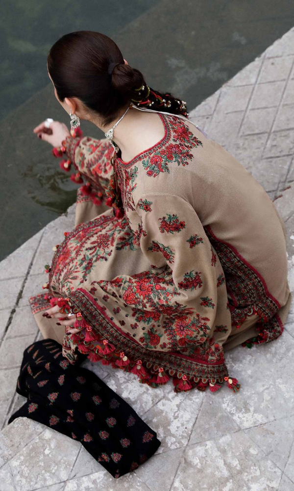 Hussain Rehar - 3PC (Unstitched) Embroided Dhanak Suit - HR7512