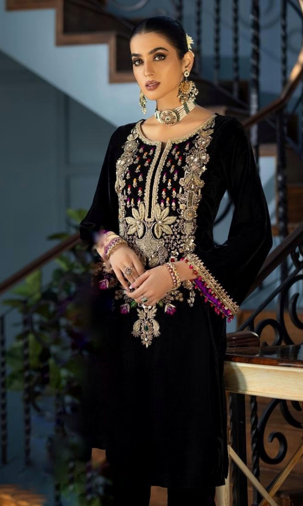 Khuda Baksh - 3PC (Unstitched) Velvet Embroidered Suit - KB001