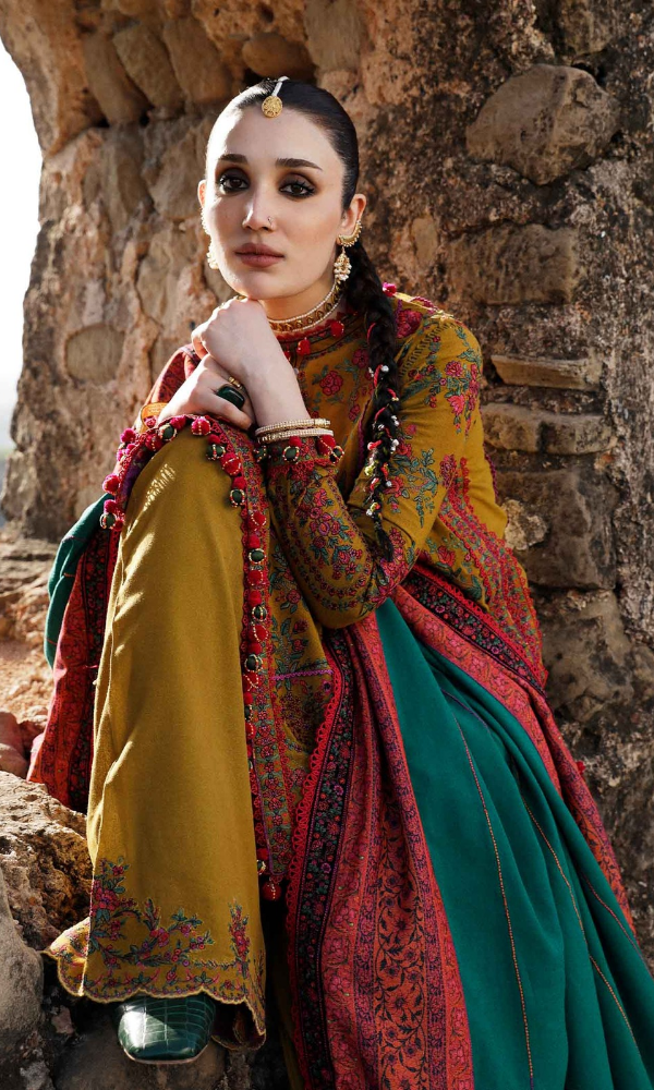 Hussain Rehar - 3PC (Unstitched) Embroidered Dhanak Suit - HR7514