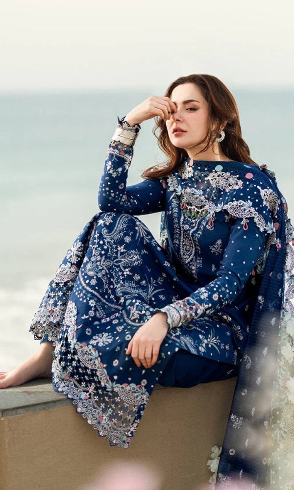 Qalamkar - 3PC (Unstitched) Embroidered Chickenkari Lawn Suit - GKA7098