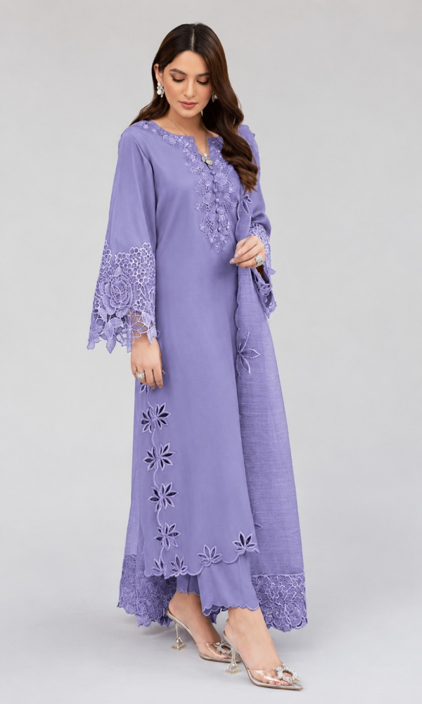 Nadia Farooqi - 3PC (Unstitched) Dhanak Embroidered Suit - GIR60