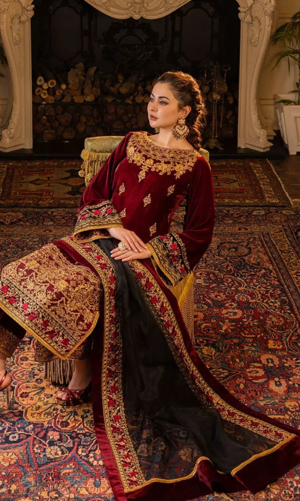 Zainab Chottani - 3PC (Unstitched) Velvet Embroidered Suit - GMB219