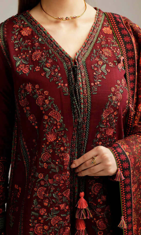 Hussain Rehar - 3PC (Unstitched) Embroided Dhanak Suit - GMB7555