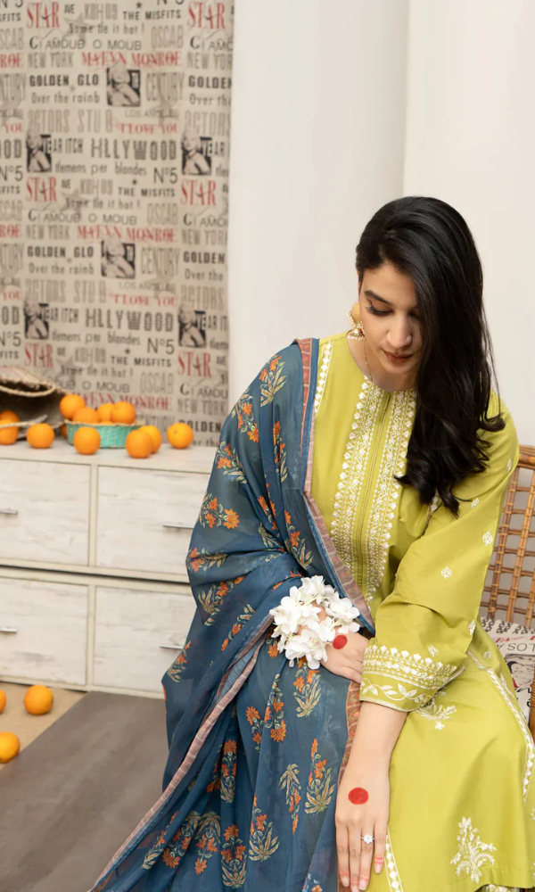 URGE - 3PC (Unstitched) Embroidered Dhanak Suit - GKA9226