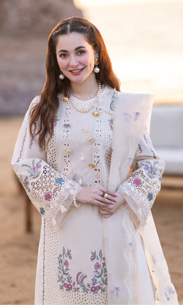 Qalamkar - 3PC (Unstitched) Embroidered Sequence Chickenkari Dhanak Suit - GKA7096