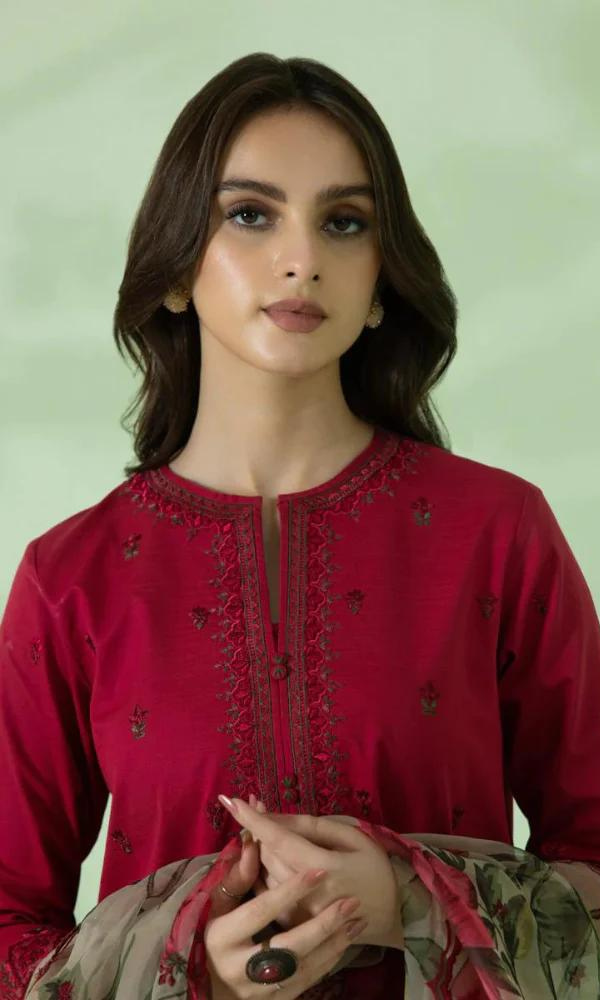Sapphire - 3PC Dhanak Heavy Embroidered Shirt With Paper Cotton Printed Dupatta-GSF029