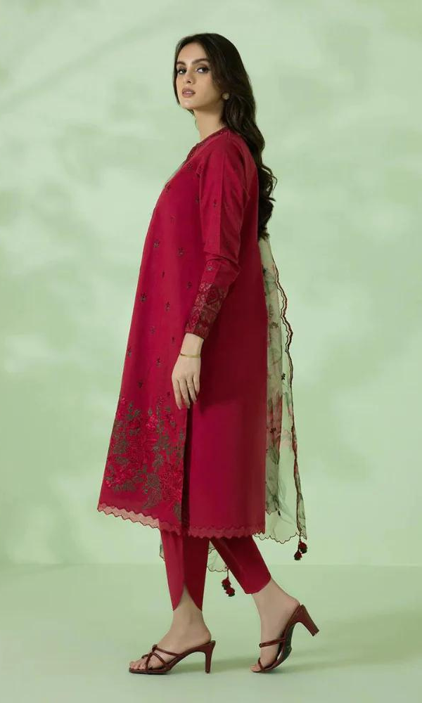 Sapphire - 3PC Dhanak Heavy Embroidered Shirt With Paper Cotton Printed Dupatta-GSF029