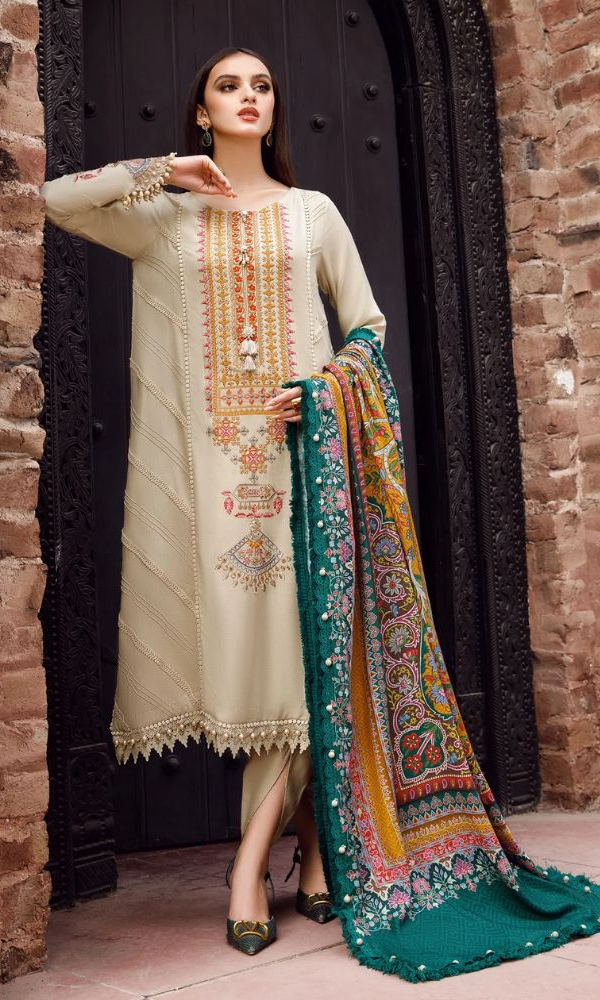 Maria.B - 3PC (Unstitched) Heavy Embroidered Dhanak Suit - MB064
