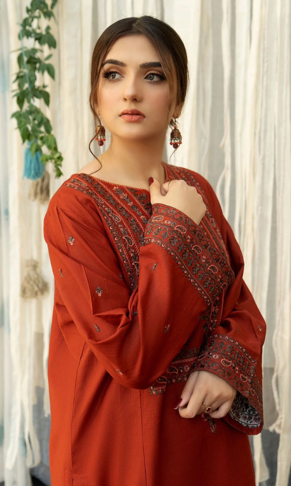 URGE - 3PC (Unstitched) Embroidered Dhanak Suit - GKA8764