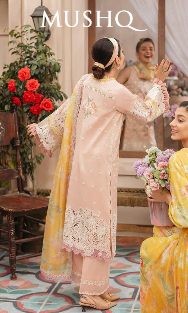 Mushq - 3PC (Unstitched) Chicken Kari Heavy Embroidered Lawn Suit - GKA2456