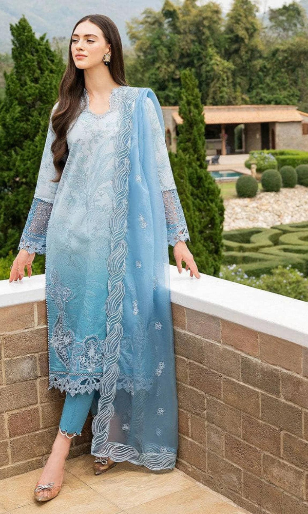 Maria.B - 3PC (Unstitched) Heavy Embroidered Lawn Suit With Four Sided Embroidered Organza Dupatta - GKA2427