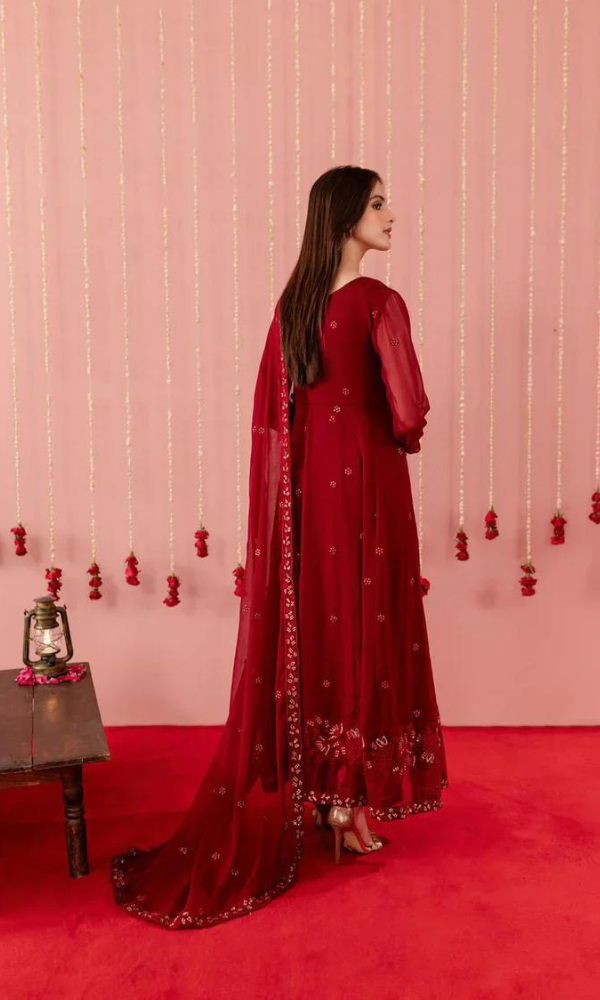 Maria.B - 3PC (Unstitched) Embroidered Premium Chiphon Frock - GH211