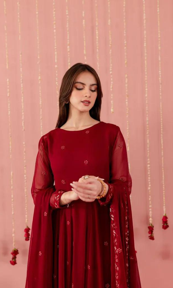 Maria.B - 3PC (Unstitched) Embroidered Premium Chiphon Frock - GH211