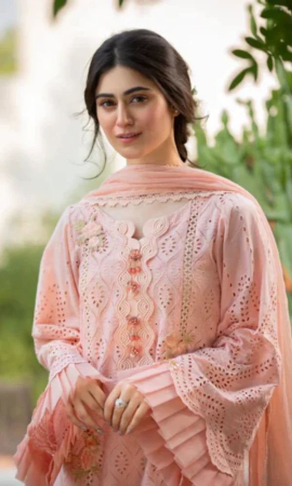 Maria B. - 3PC (Unstitched) Lawn Chicken Kari Heavy Embroidered Shirt With Bamber Chiffon Embroidered Dupatta - GKA16