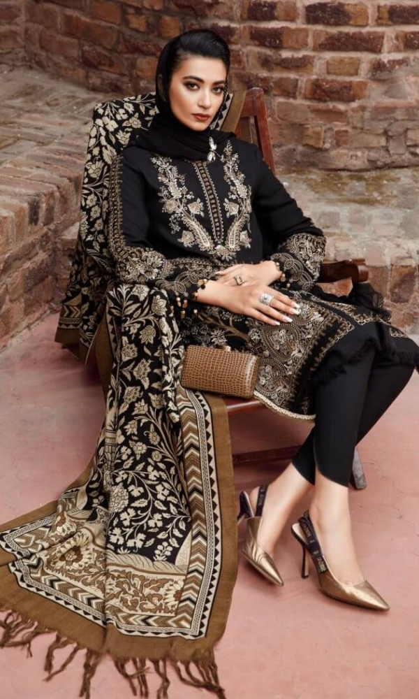 Maria.B - 3PC (Unstitched) Heavy Embroidered Dhanak Suit - MB065