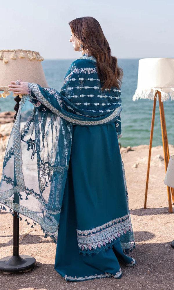 Qalamkar - 3PC (Unstitched) Embroidered Sequence Chickenkari Dhanak Suit - GKA7094