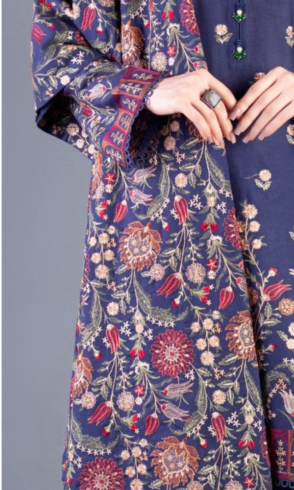 Bareeze - 3PC (Unstitched) Dhanak Embroidered Shirt With Embroidered Shawl - GKA7521