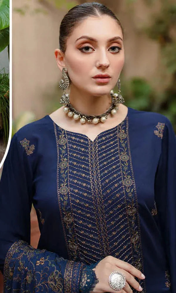 Ramsha - 3PC (Unstitched) Embroidered Shirt With Heavy Embroidered Dhanak Shawl - RM062