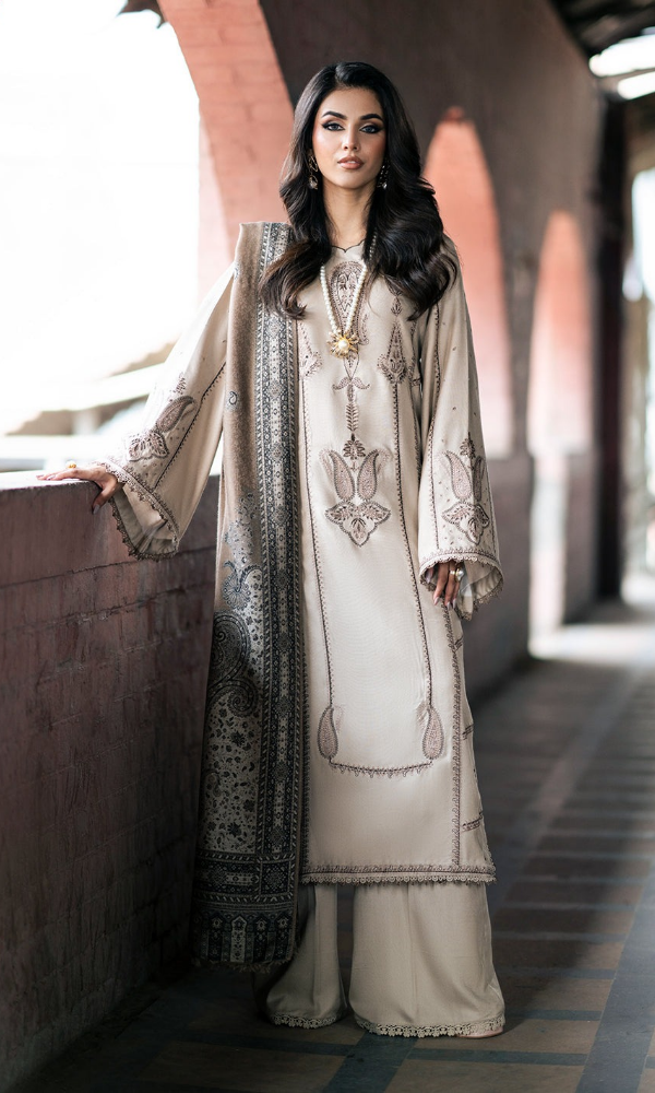 Izel - 3PC (Unstitched) Embroidered Dhanak Suit - ZL071