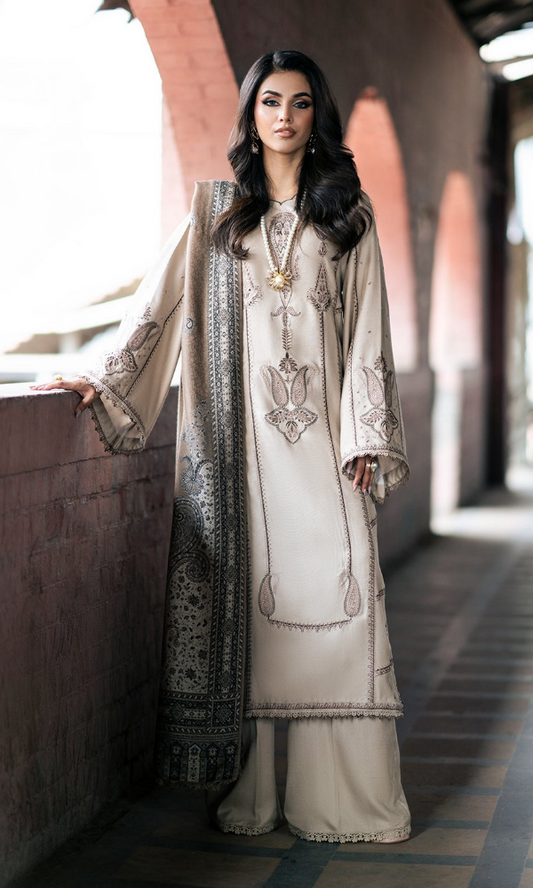 Izel - 3PC (Unstitched) Embroidered Dhanak Suit - ZL071