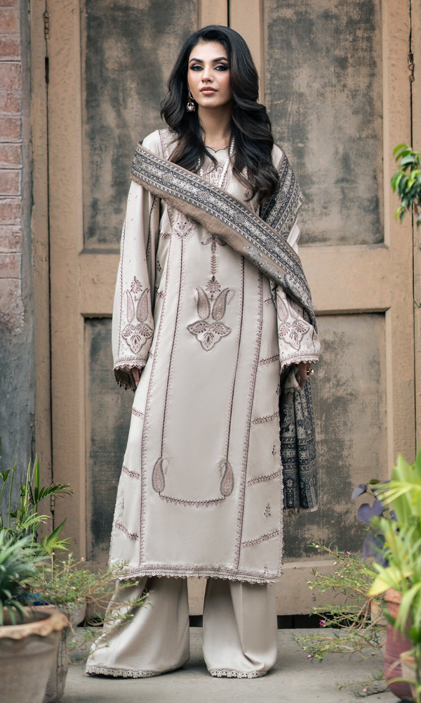 Izel - 3PC (Unstitched) Embroidered Dhanak Suit - ZL071