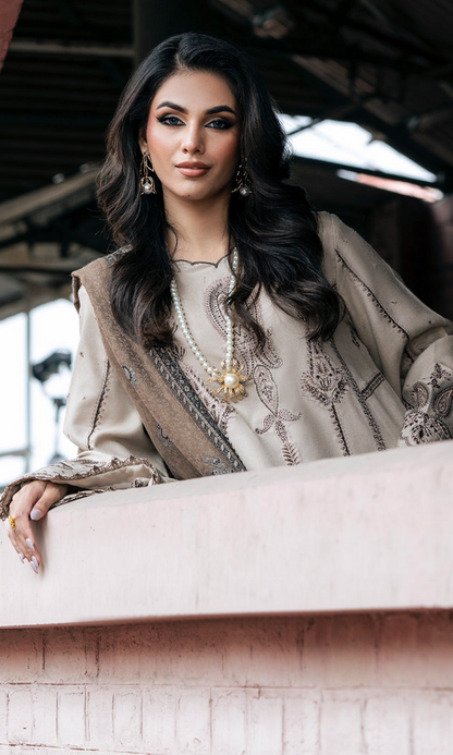 Izel - 3PC (Unstitched) Embroidered Dhanak Suit - ZL071