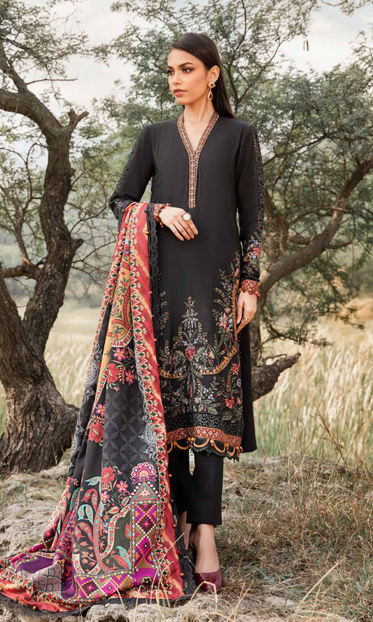 Maria.B - 3PC (Unstitched) Heavy Embroidered Dhanak Suit - MB042