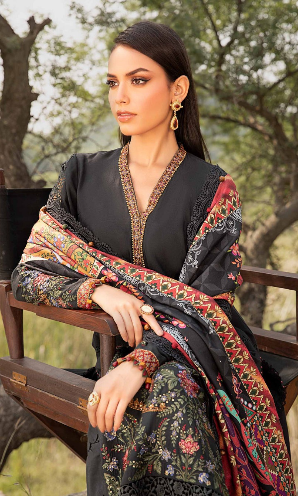 Maria.B - 3PC (Unstitched) Heavy Embroidered Dhanak Suit - MB042