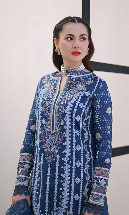 Qalamkar - 3PC Embroidered Sequence Chickenkari Lawn Suit - GKA7095