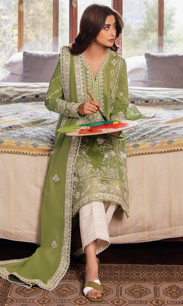 Zaha - 3PC Embroidered Lawn Suit - GKA2491