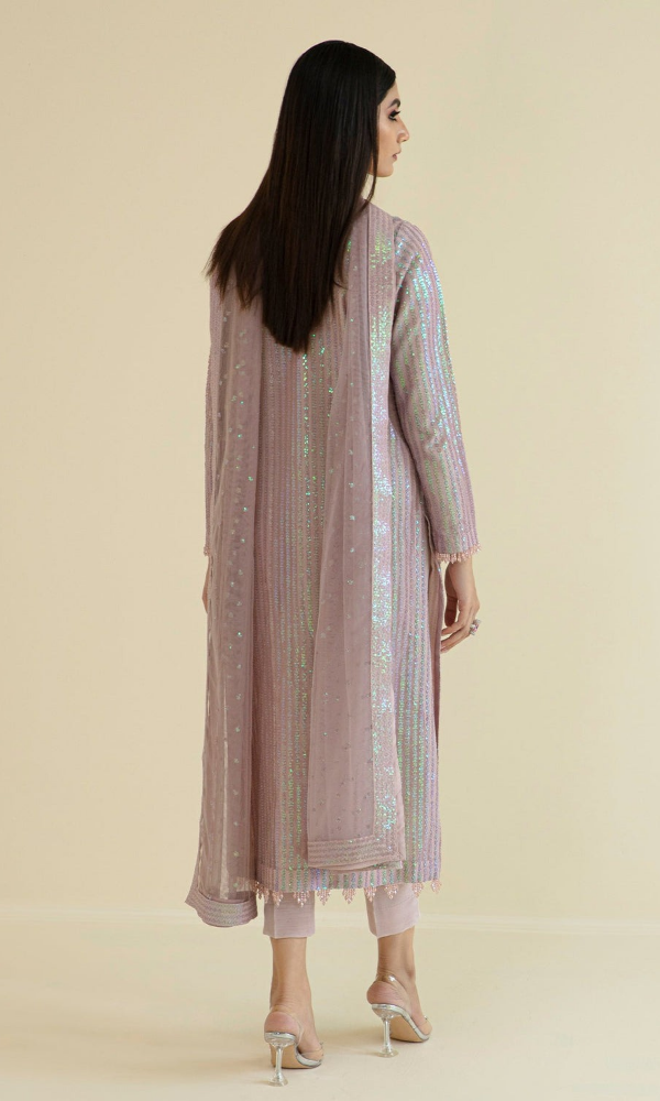 Baroque - 3PC Embroidered Organza Sequence  Suit - BQ001