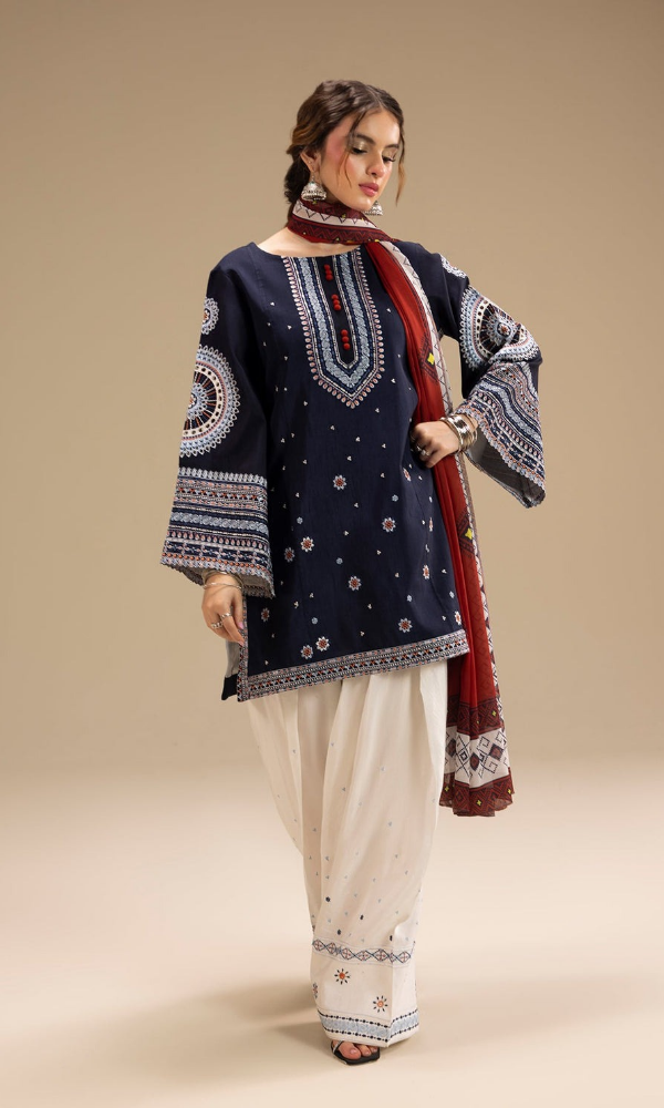 Saffora - 3PC (Unstitched) Heavy Embroidered Lawn Suit - SF7575