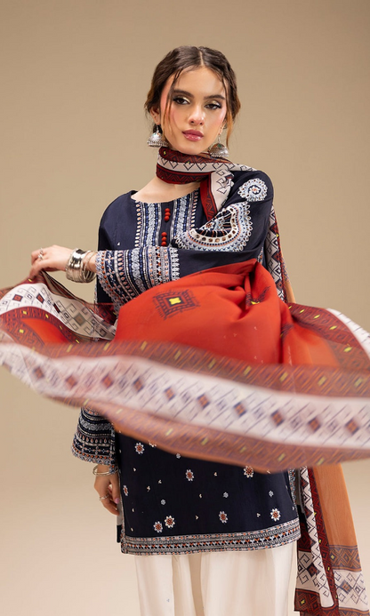 Saffora - 3PC (Unstitched) Heavy Embroidered Lawn Suit - SF7575