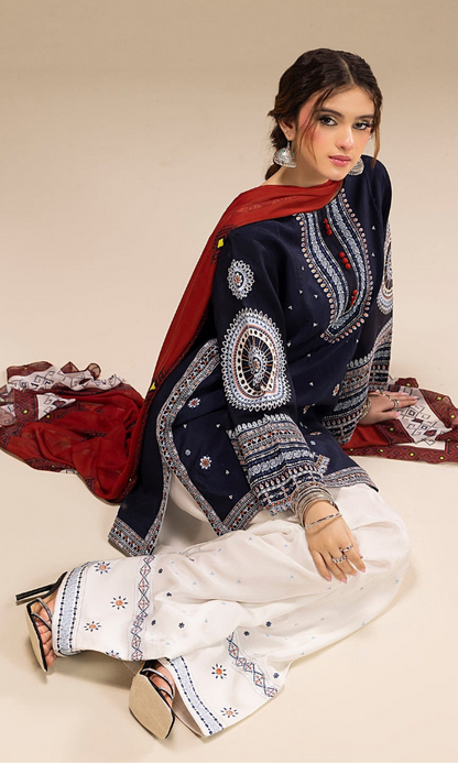 Saffora - 3PC (Unstitched) Heavy Embroidered Lawn Suit - SF7575